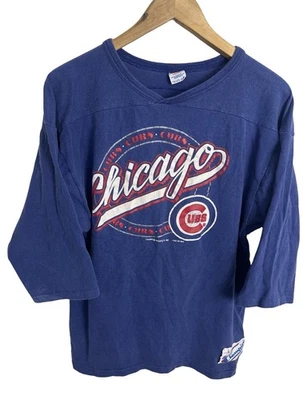 Camiseta Campeón Vintage Años 80 Chicago Cubs Manga 3/4 Talla Mediana Hecha en EE. UU. Foto 1 de 4