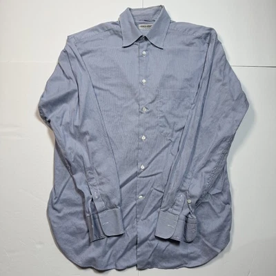 Giorgio Armani Le Collezioni Shirt Mens Large 15.5 39 Blue Stripe Button Front - Image 1 of 4