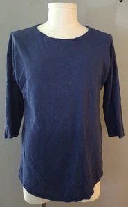 Chico's The Ultimate Tee Blue Slub Knit Pleat Back Longer Back Tunic SIze 2 (L) - Picture 1 of 3