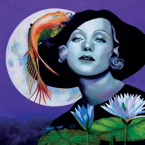 Original Oil Painting - Title: Piscean Moon - oil on wood panel - ready to hang - Picture 1 of 9