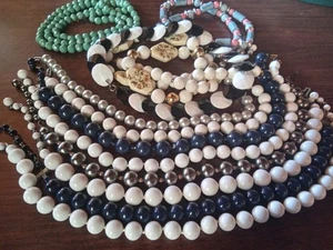 Vintage Beaded Acrylic Necklaces Lot Of 12, 70s, 60s, 50s - Picture 1 of 16
