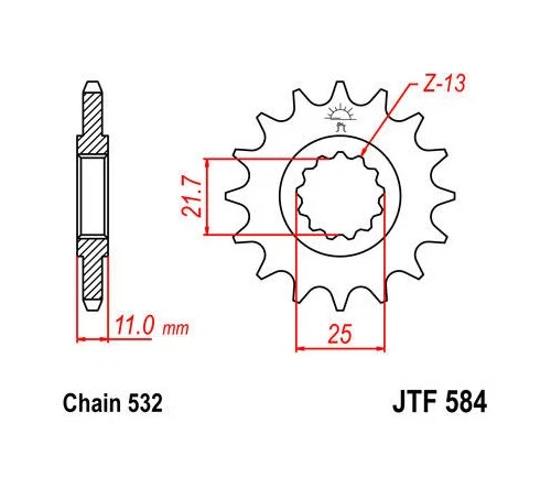 Piñón delantero JT 532 17T para Yamaha FZR1000/FZR750RR OWO-1/GTS1000A/YZF-1000R Foto 1 de 1