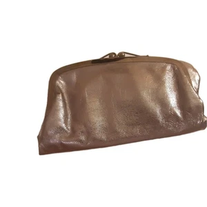 Shimmering Vintage leather purse made in India. Holiday look Light Gold color - Picture 1 of 7