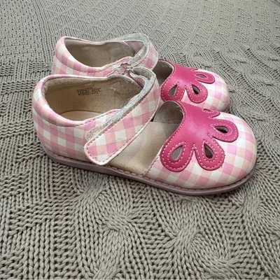 Livie & Luca Matilda Jane Pink Checkered Kids Shoes with Flower Design ~ 10 - Image 1 of 4