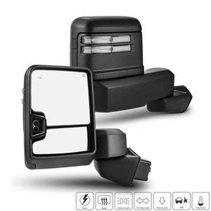 Fits 2019-2023 Chevy Silverado 1500 Black Towing Mirrors Pair Power Heated+BSM - Picture 1 of 8