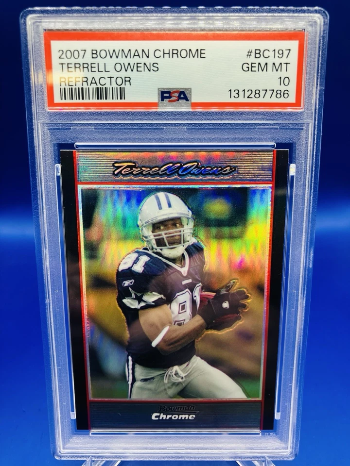 2007 Bowman Chrome Refractor Terrell Owens #BC197 POP 10 PSA 10 GEM MINT HOF - Image 1 of 2