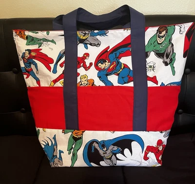 Bolso de Mano Superhéroe EXTRA GRANDE - DC Comics - Batman, Superman - NUEVO Hecho a Mano Foto 1 de 4