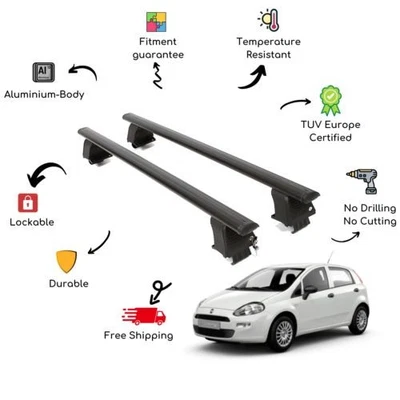 Juego de barras transversales de techo desnudo para FIAT Punto II Classic 188 5 puertas 07-10 negro Foto 1 de 4