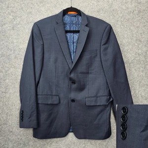 TALLIA Blazer Mens 38 Short Small Blue Geo Lined Modern Prep Wedding Party Suit - Picture 1 of 13