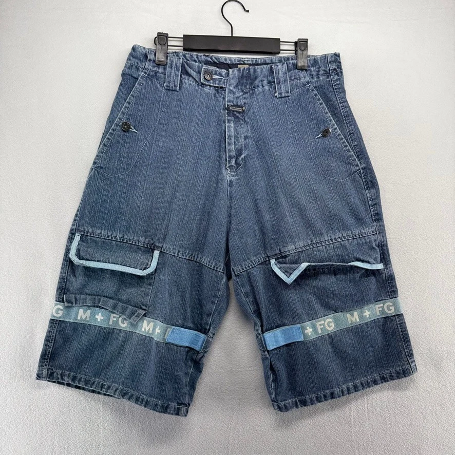 Pantalones Cortos Vintage Marithe Girbaud Para Hombre 34 SE ADAPTA A 31 Azul Suelto Cinta de Transporte y2k Años 90 Foto 1 de 4