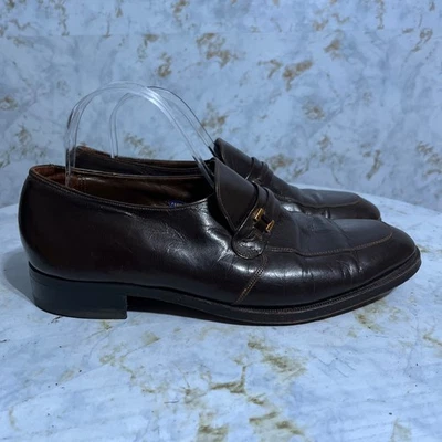 Florsheim Men's Size 9.5 E Wide Dress Shoes Brown Black Leather Moc Toe Loafers - Image 1 of 4