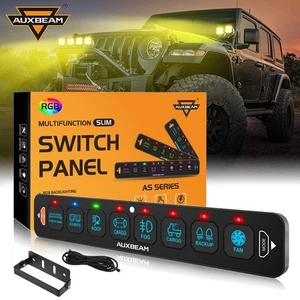 AUXBEAM 8-Gang RGB Switch Panel Toggle/Momentary/Pulsed For Jeep Wrangler JL JK - Picture 1 of 12
