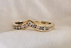Anillo de oro amarillo de 14k con conjunto de 11 canales diamantes naturales pila de boda - Imagen 1 de 7