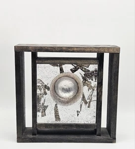 Skulptur Glaskunst Holzrahmen Relief Monica Backström Kosta Boda signiert Frozen - Bild 1 von 12