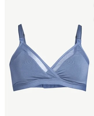 JOYSPUN WOMEN'S 2 Pk MATERNITY NURSING COMFORT BRALETTE, Sz.Small Blue&Black NWT - Image 1 of 4