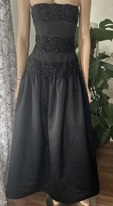 Vintage Black Tie Oleg Cassini Perlen Maxi trägerlos Fleck Kleid Kleid Gr. 6 schwarz - Bild 1 von 11