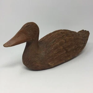Vintage Duck Decoy Hand Carved Signed E. Simeon Hunting Antique 15" Long 6" Tall - Picture 1 of 12