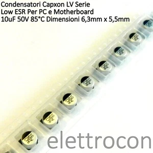 10 pezzi 10uF 35V Condensatore Elettrolitico SMD Capxon LV Serie Low ESR - Imagen 1 de 3