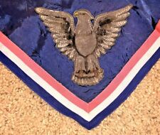 Eagle Scout 1950’s Full Square Neckerchief w/ Leather patch w/ R/W/B Border