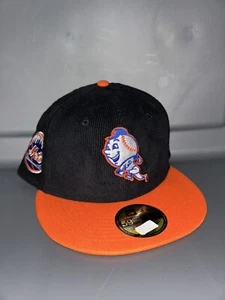 NEW ERA MENS NEW YORK METS MR MET 59FIFTY FITTED COOPERSTOWN CORDUROY HAT 7 1/2 - Picture 1 of 6