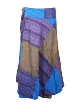 Boho Long Wrap Colorful Cotton Skirt Printed Mixed Patchwork Wrap Around Skirts