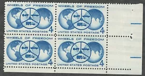 US. 1162. 4c. National Autos Show, Wheels of Freedom Issue. PB4. MNH. 1960 - Picture 1 of 2