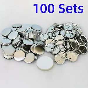 Zum Selbermachen Versorgung 1-1/4 Zoll (32 mm) 100 Sets Metall Pin Abzeichen Knopf Teile Knopf Maker Geschenke - Bild 1 von 8