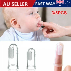 3/5x Silicone Soft Finger Toothbrush Teeth Clean Massage Brush For Baby Infant - Picture 1 of 12