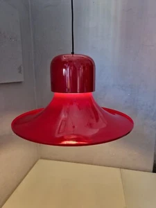 lampadario design anni 70 mod Campana rossa grossa joe colombo per stilnovo - Photo 1/12