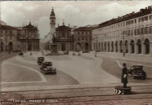 CARTOLINA TORINO - PIAZZA S. CARLO _ CENTENARIO 1948 _ AUTO FIAT _ VIGILE - Picture 1 of 1