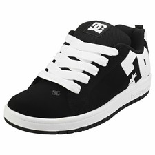 DC Shoes Court Graffik Kids Black White Leather & Synthetic Skate Trainers
