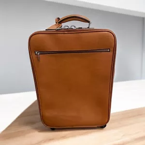 Brunello Cucinelli Calf Skin Leather Brown Trolley Carry Bag Travel Suitcase 21" - Picture 1 of 8