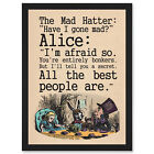 Alice In Wonderland Mad Hatter Tea Party A4 Framed Wall Art Print