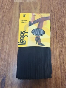 2003 LEGGS WEAR HOSIERY - FASHION TIGHTS -  RIB - Black -  Size B **NEW** - Picture 1 of 2