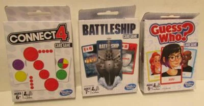 3 juegos de cartas Hasbro Battleship, Connect 4, ¿Adivina quién? NUEVO Foto 1 de 2
