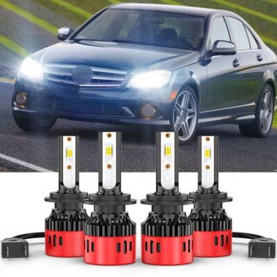 Para Mercedes-Benz C250 C300 C350 - Combo de 4x Bombillas LED de haz alto y bajo Foto 1 de 4