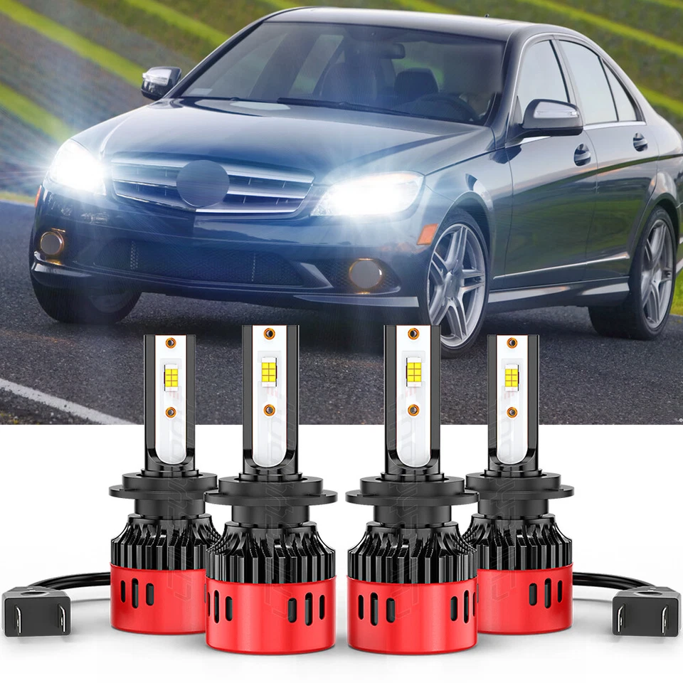 Para Mercedes-Benz C250 C300 C350 - Combo de 4x Bombillas LED de haz alto y bajo Foto 1 de 4