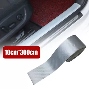 Silver Carbon Fiber Car Door Sill Cover Scratch Sticker Accessories 10*300cm - Bild 1 von 5