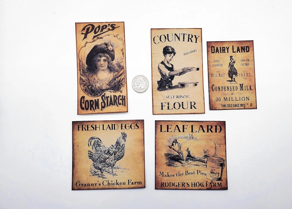 5-Primitive-Farmhouse-Country-Rustic-Grubby-Pantry-Kitchen-Farm-Label-Stickers - Image 1 of 1