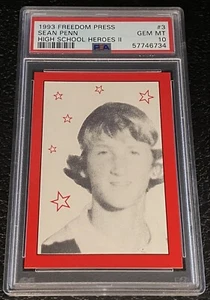 Sean Penn PSA 10 1993 Freedom Press High School Heroes #3 Yearbook Card Gem Mint - Picture 1 of 2