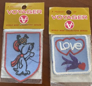 Vintage Droopy Dog Peace Love Dove Voyager Patch Badge Emblem NEW Cartoon 70's - Picture 1 of 2