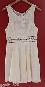Neu mit Etikett Free People schönes kurzes Strickkleid elfenbeinweiß antik Spitze 10 168 $ - Bild 1 von 11