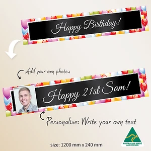 Personalised Balloons 21st Birthday Party Gift Idea Banner Canvas Decorations - Picture 1 of 4