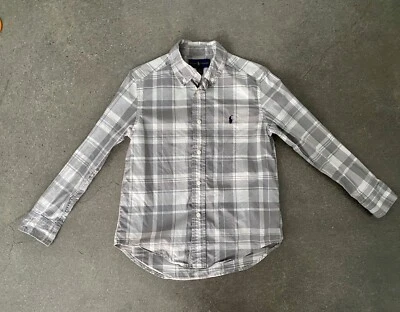Ralph Laren Gris Cuadros Botón Delantero Camisa Niños Talla 6 Foto 1 de 4