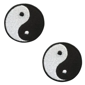 Aufnäher Yin Yang klein 2er Set Patch Bügelbild Abzeichen Aufbügler - Picture 1 of 10