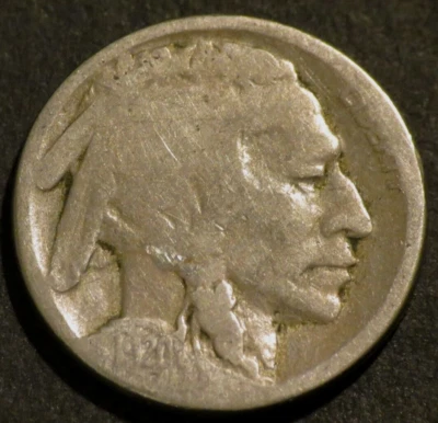 1920 S Buffalo Nickel Semi-Key Date Restored Five Cent 5c Coin D294 - Image 1 of 2