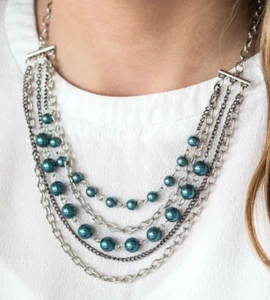 Paparazzi Necklace - Metro Modest - Blue - Picture 1 of 7