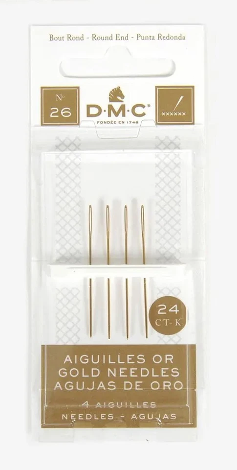 Aguja de tapiz chapada en oro DMC tamaño 26, paquete de 6 (24 agujas) Foto 1 de 1