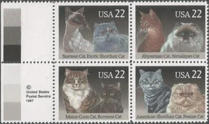 Block of 4 stamps - Scott 2372-75 - 22 cent - Cats - 1988 - MNH - Picture 1 of 1
