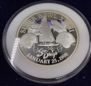 Super Bowl 32 Official Game Coin Limited Edition .999 Silber COA - Bild 1 von 5